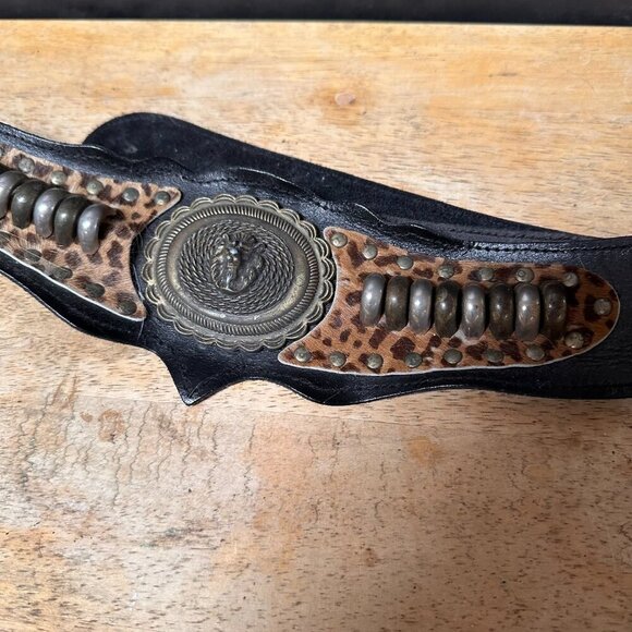 Lion Leather Leopard Skin Belt Corset Vintage Steampunk Gothic Rare main image 6